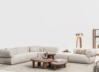 Cozy corner sofa L-shape beige upholstered sofa Living landscape Couch new